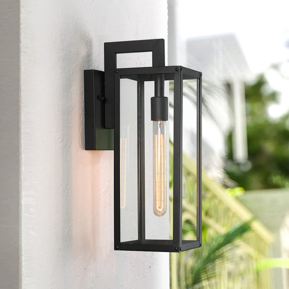 18.5"H 1-Light Black Outdoor Wall Sconce Lantern Light