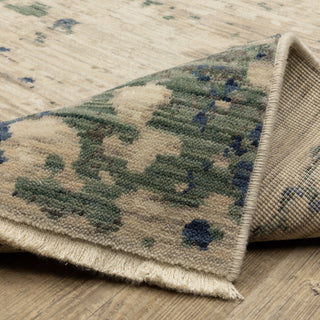 Saturn Abstract Shadows Beige/Green Wool Blend Area Rug 5'3" x 7'6"