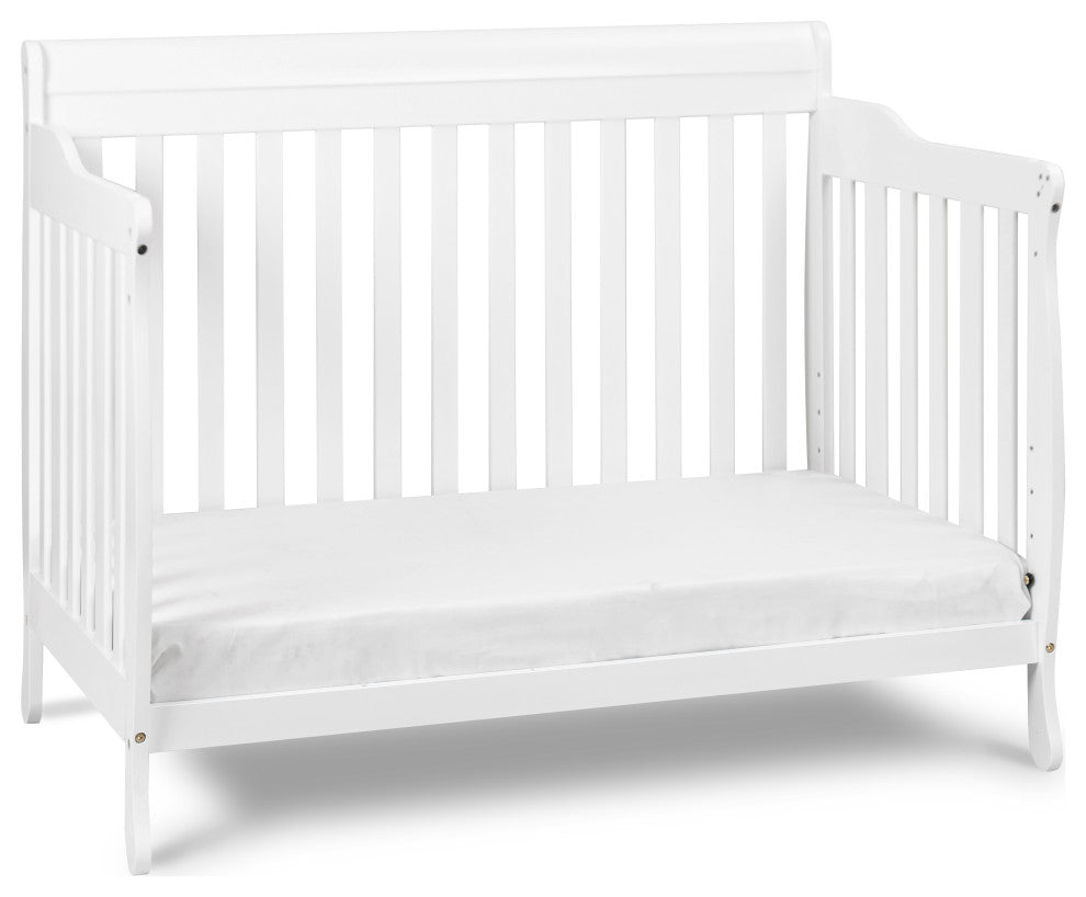 Baby Mile Eve 4-in-1 Convertible Crib With Guardrail, White