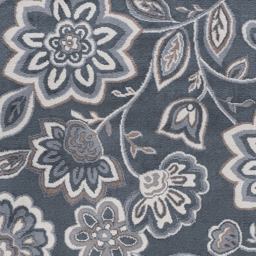 Emmalyn Transitional Floral Gray Rectangle Area Rug, 5'x7'