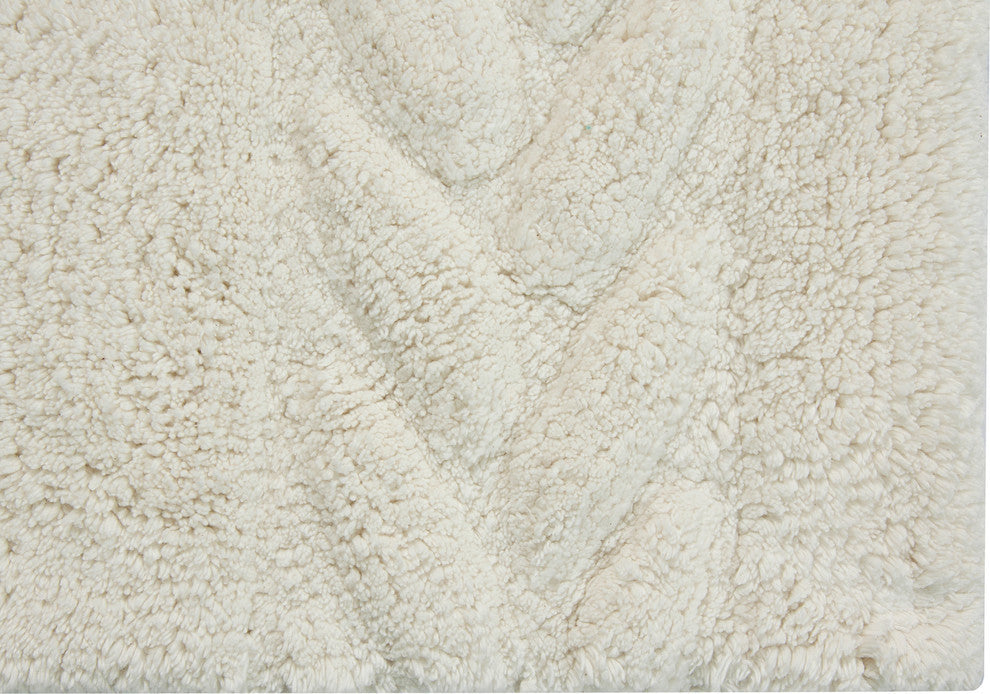 Bath Rug Cotton, 2 Piece Set, 34"x21" and 36"x24", Ivory, GSF 180, Cable