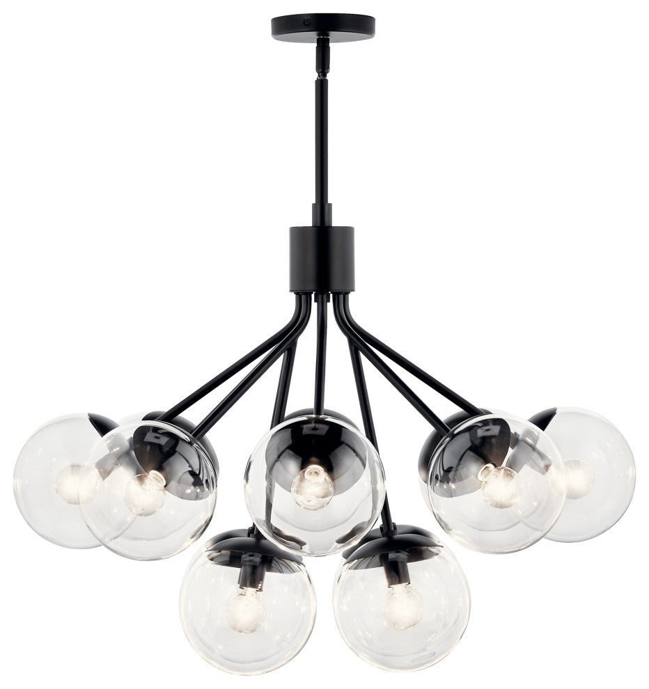 Silvarious Convertible Chandelier, Black Clear, 12 Light Clear