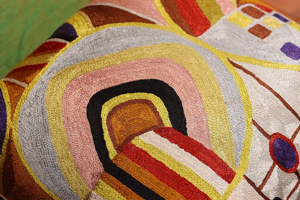 Hundertwasser Biomorph II Accent Pillow Cover Handmade Art Silk 18x18"