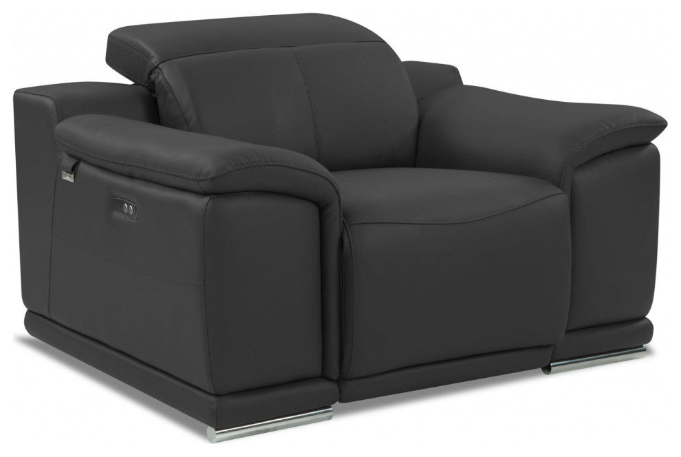 Mod Charcoal Gray Italian Leather Recliner Chair