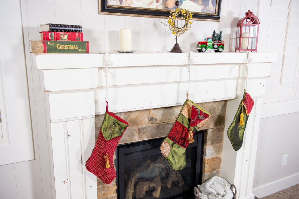 Garland and Christmas Stocking Holder for Mantle, 3-Pack, White
