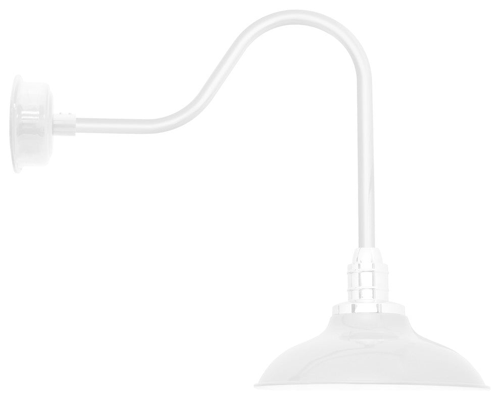 10" Peony LED Barn Light With Sleek Arm, White