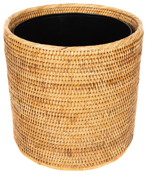 Artifacts Rattan™ Round Waste Basket With Metal Liner, Honey Brown