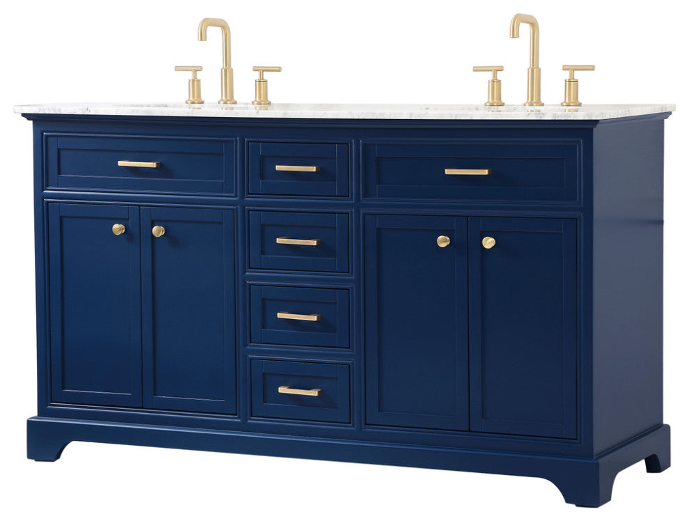 Amber 60" Double Bathroom Vanity, Blue