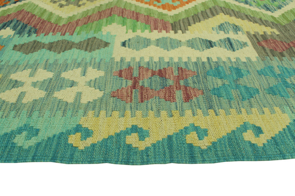 Sangat Kilim Talihah Green/Blue Rug, 6'10x9'8