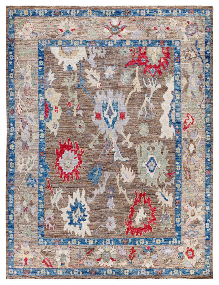 Oushak One-of-a-Kind Hand-Knotted Area Rug Brown, 9'0" x 11'11"