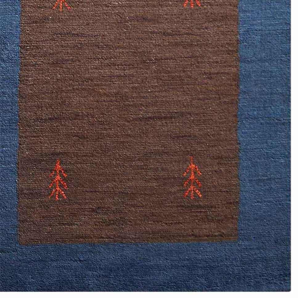 HAND KNOTTED LOOM WOOL ECO - FRIENDLY AREA RUGS - Brown Blue,Contemporary