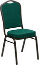 Crown Back Stacking Banquet Chair in Green Fabric - Gold Vein Frame