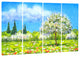 "Tree in Different Seasons" Watercolor Landscape Wall Art, 4 Panels, 48"x28"