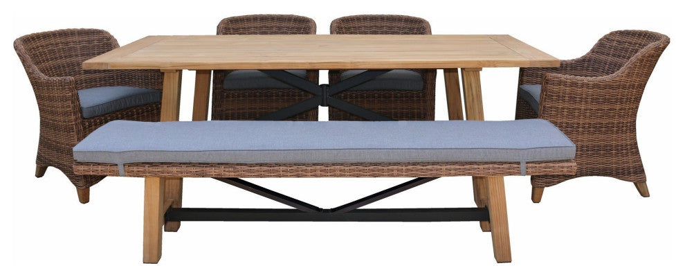 Truss 39" x 84" Rectangular Dining Table, Natural Teak