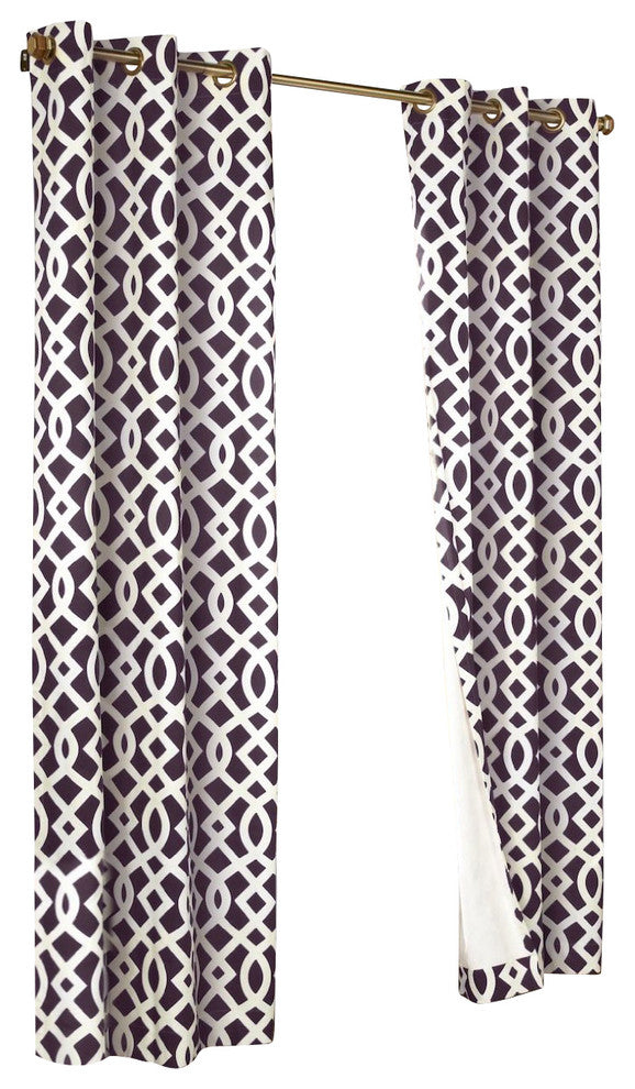 Pair of Thermal Insulated Grommet Top Curtains, Purple, 80"w X 84"l