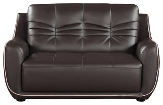 2-Piece Indoor Brown Genuine Leather Five Person Seating Set