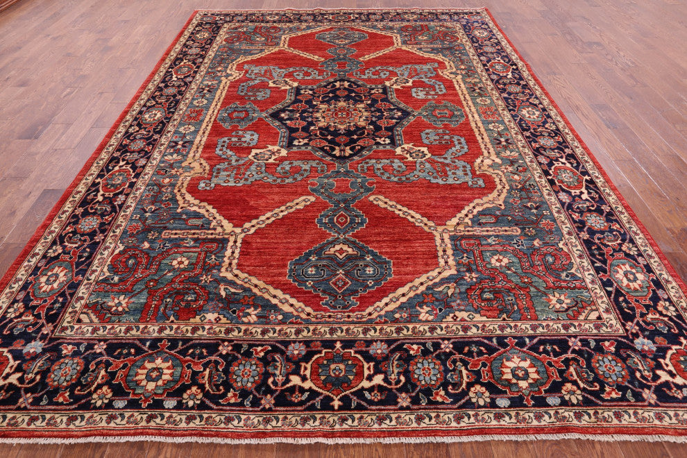 8' 11" X 12' 1" Persian Fine Serapi Handmade Wool Rug - Q12434