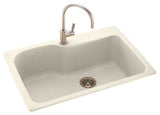 Swan 33x22x10 Solid Surface Kitchen Sink, 1-Hole, Pebble