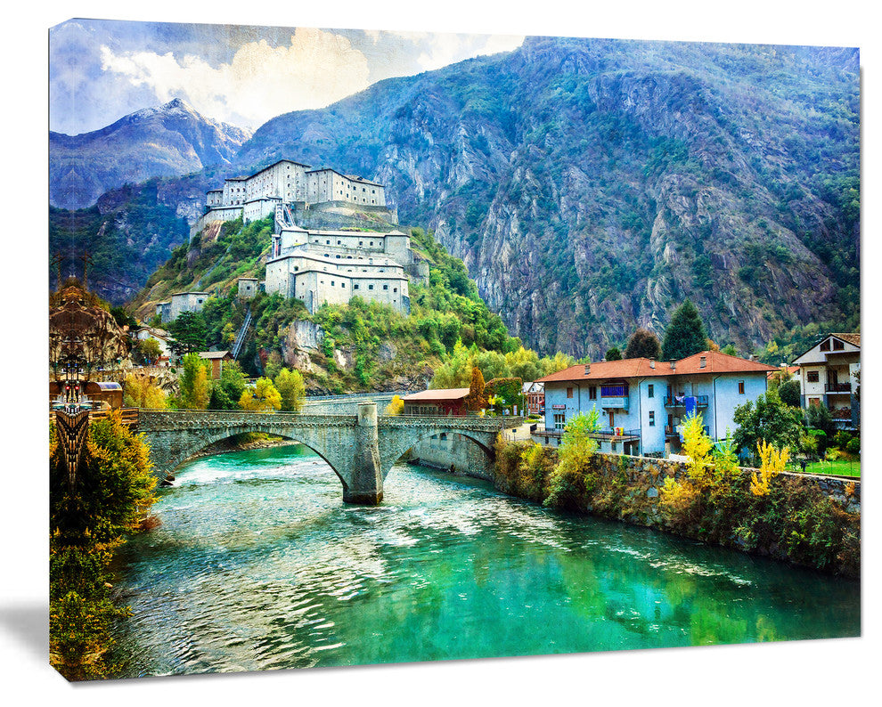 Valle d Aosta Castles Italy, Landscape Canvas Art Print, 20"x12"