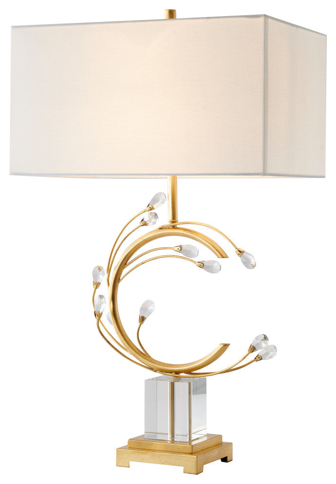 Crystal and Gold Branch Table Lamp, Gold