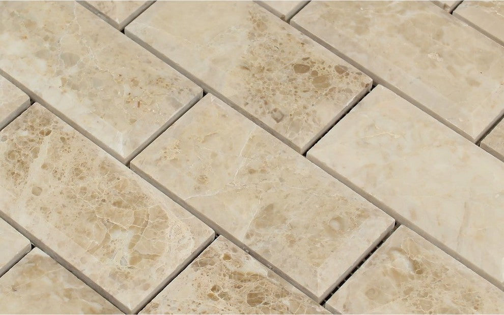 2 X 4 Cappuccino Marble Polished & Beveled Brick Mosaic Tile