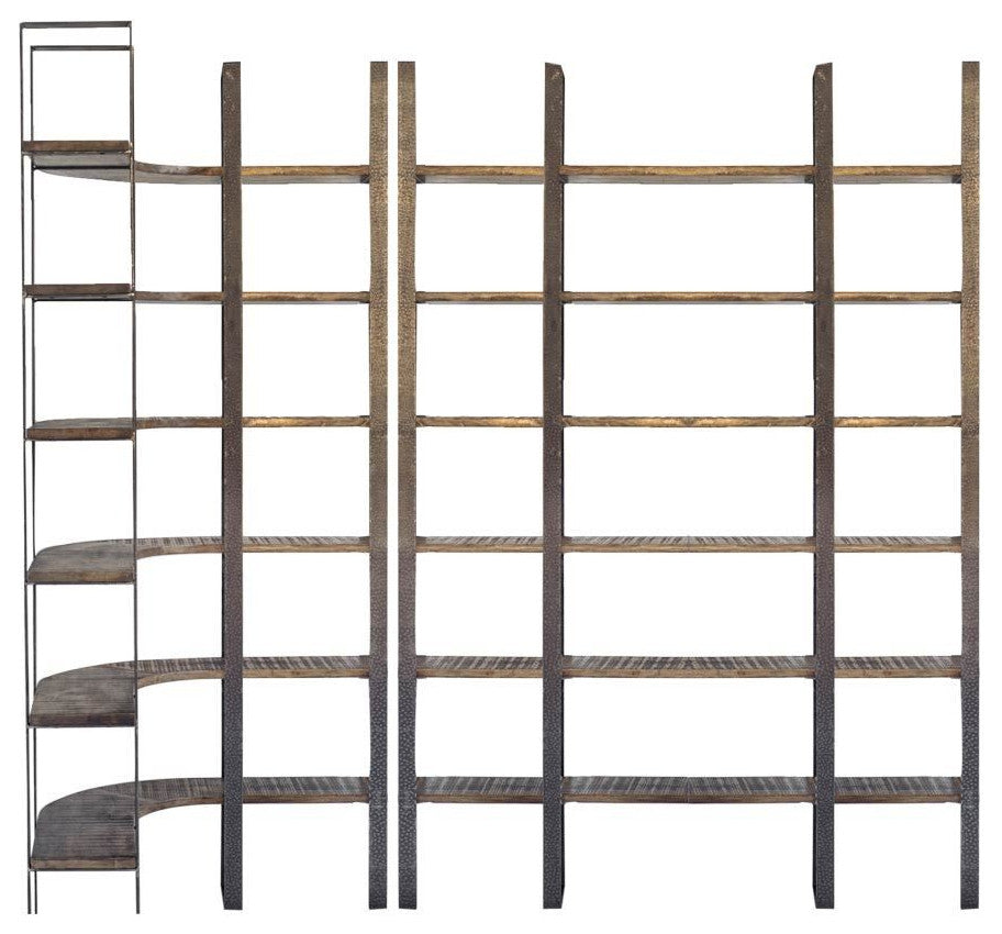 Brown Wood and Iron Six Shelf Standing Unit