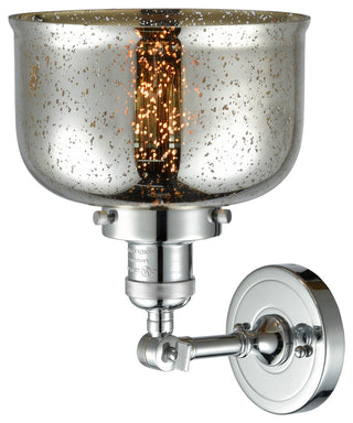 1-Light Large Bell 8" Sconce, Polished Chrome, Glass: Silver Mercury
