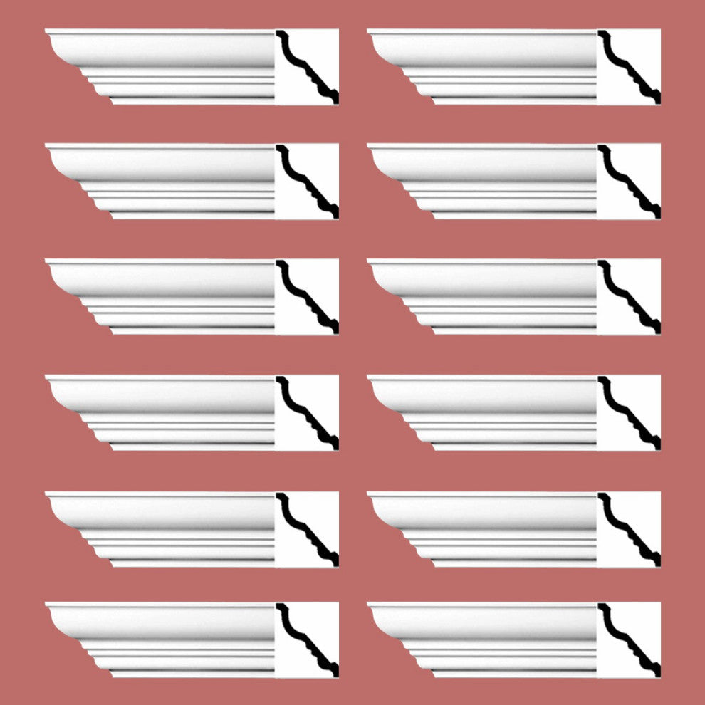 Cornice White Urethane Bennington Simple Design 12 Pieces Totaling 1128" Length