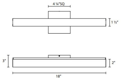 SQ-Bar Contemporary 18" LED Bath Bar, Polished Chrome