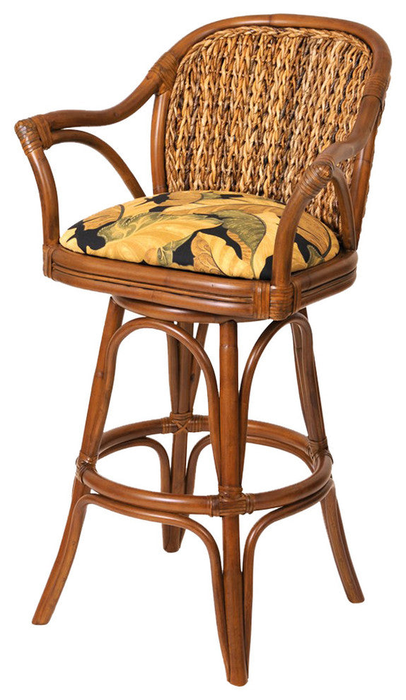 Panama 24" Swivel Barstool In Sienna With Tuvalu Sunset