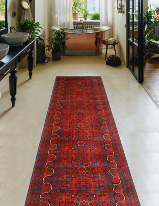 Khamyab Raya Red/Navy Runner, 2'6x19'7