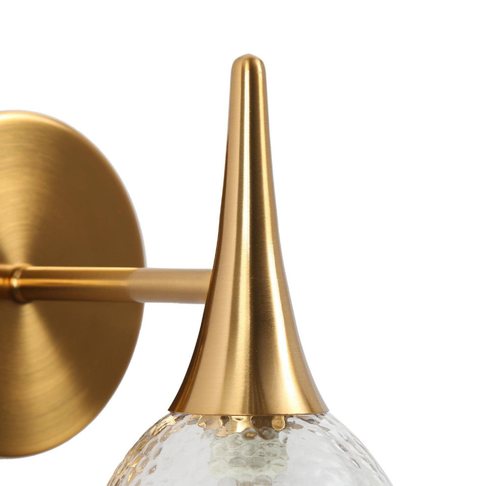 LNC 5" W 1-Light Polished Gold with Seeded Glass Modern Wall Sconce