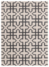 Lima Contemporary Area Rug, White and Black, 7'x10'
