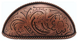 Engraved Flower Cup Pull, Copper