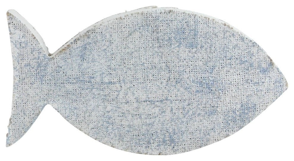10.6" Cape Cod Inspired Table Top White and Blue Fish Decoration