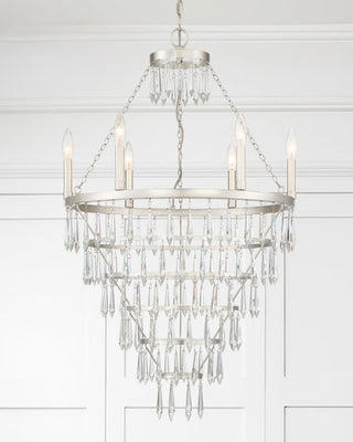 Crystorama LUC-A9066-SA, 6-Light Chandelier, Antique Silver