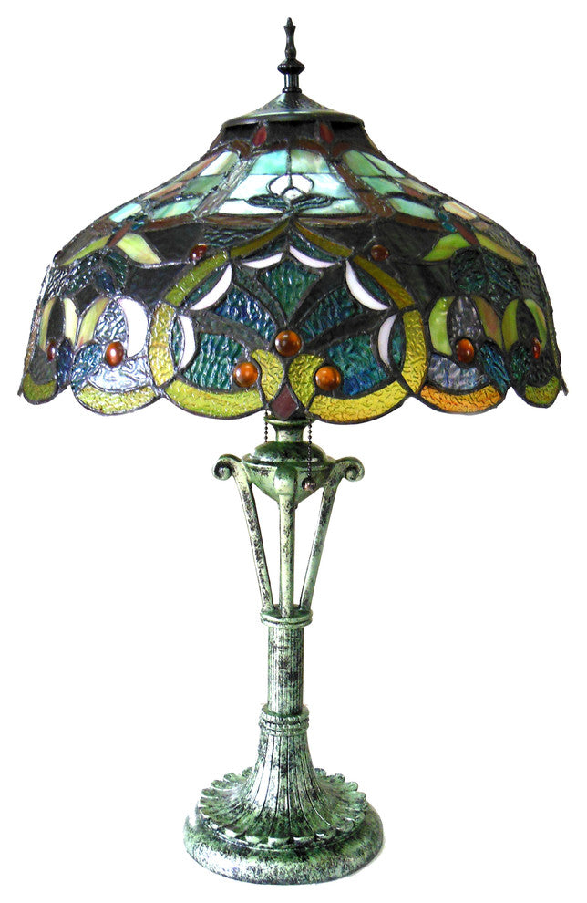 ALESSANDRA, Tiffany-style 2 Light Victorian Table Lamp, 17" Shade