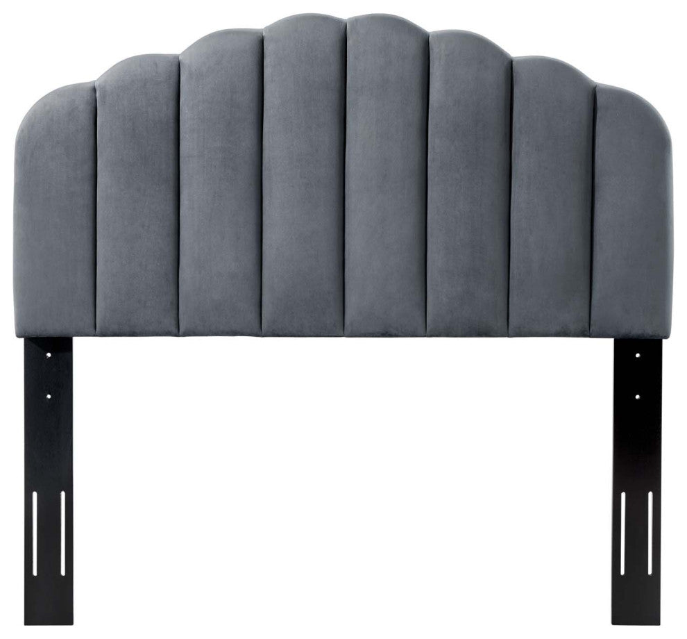 Headboard, Twin Size, Velvet, Dark Gray, Modern Contemporary, Bedroom, Charcoal Gray