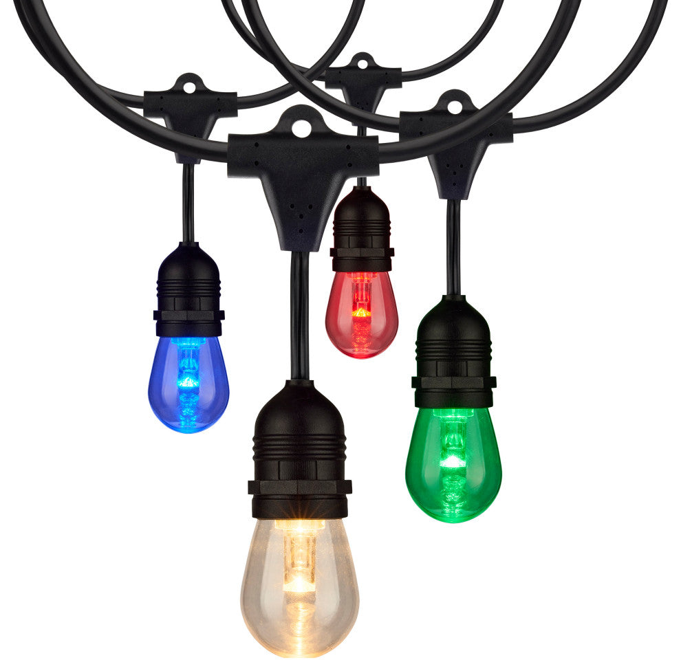 48Ft - LED String Light - 15-S14 lamps - 12 Volts - RGBW with Infrared Remote