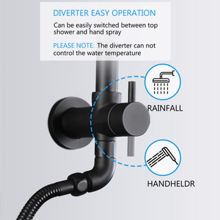 10" Rain Shower System with 3-Setting Handheld Sprayer and Slide Bar, Matte Blackï¼Œ