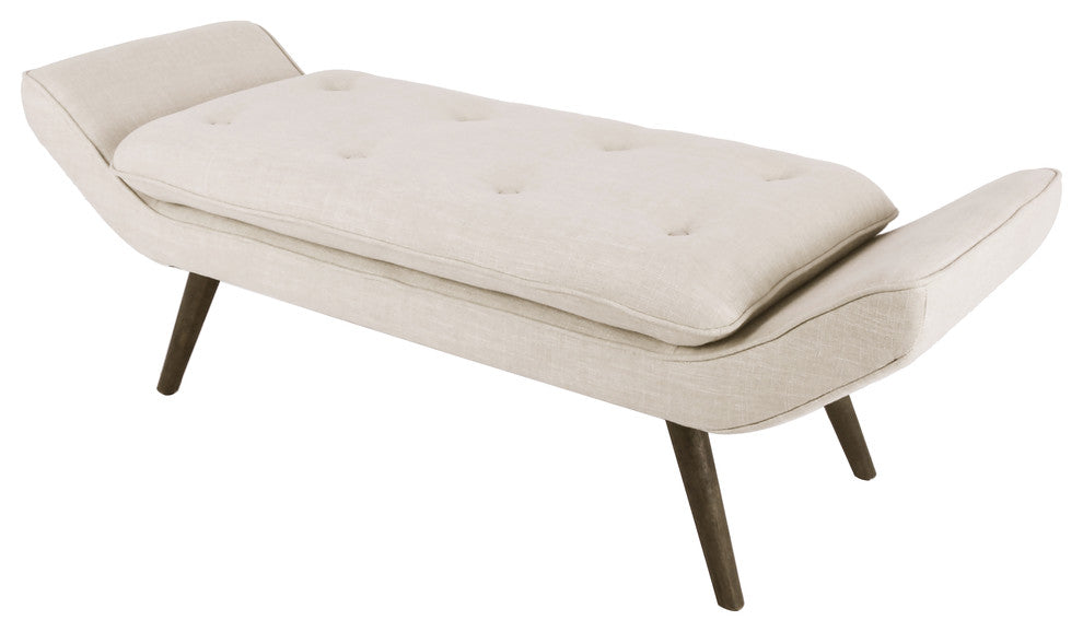 Newcastle Fabric Tufted Bench, Flax