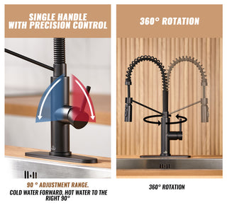 Kitchen Sink Faucet 1.8 GPM with Pull Down and 3 Models Sprayer Single Handle, Matte Black