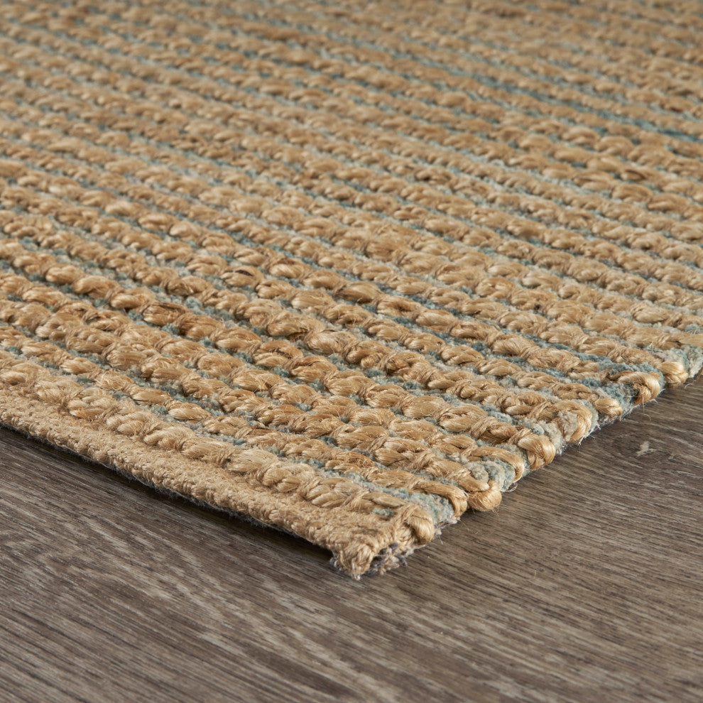 Classic Blue Undertoned Organic Jute Area Rug, 7'9"x9'9"
