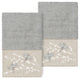 Linum Home Turkish Cotton Braelyn 2-Piece Embellished Hand Towel Set, Light Gray