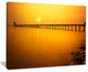 "Yellow Tinged Seashore And Long Pier" Sea Pier and Bridge Wall Art, 40"x30"