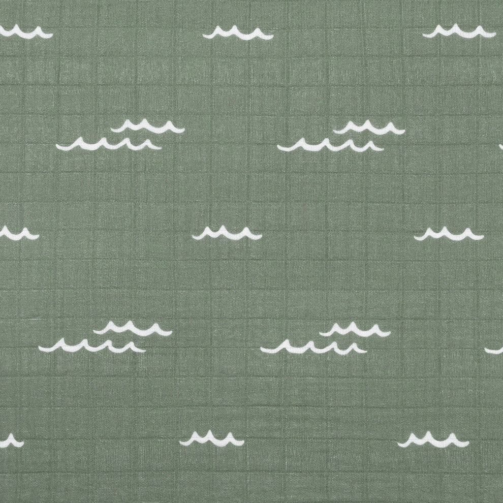 Crib Sheet, GOTS Certified Organic Muslin Cotton, Ocean Waves