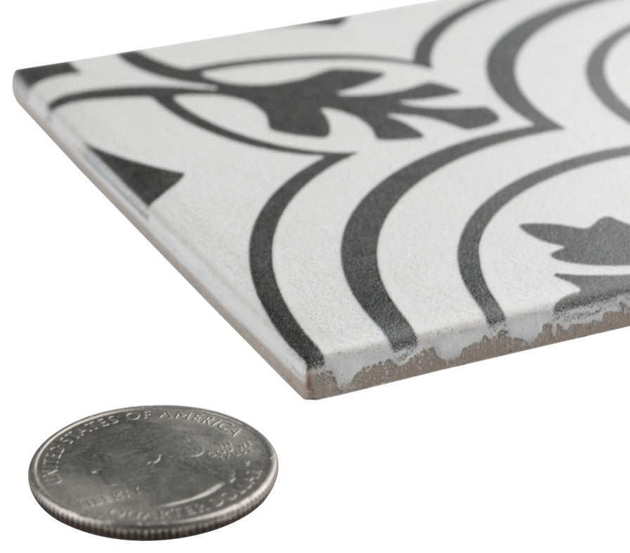 Twenties Mini Ceramic Floor and Wall Tile, White