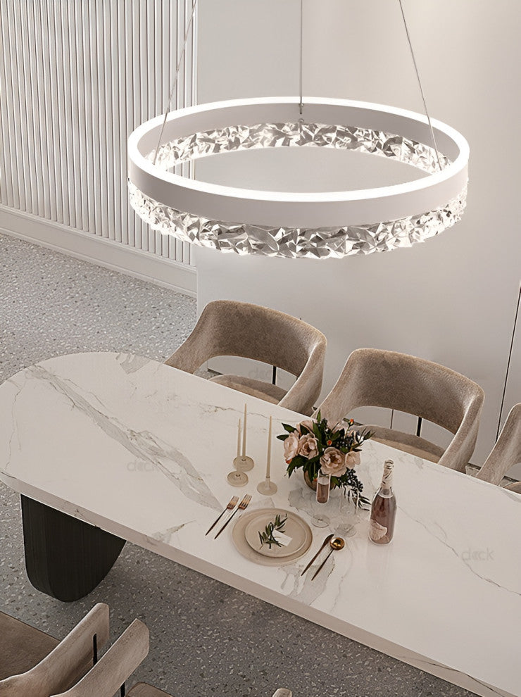 Chatel-Saint-Denis | Crystal Chandelier in the Shape of Ring, Gold, Cool Light