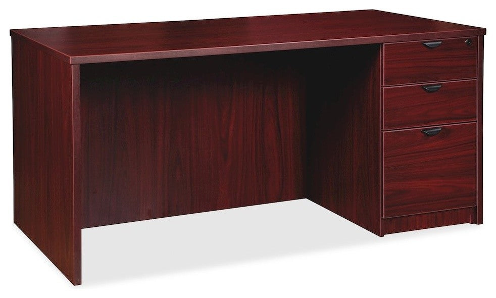 Lorell Prominence Laminate Desk Office Suite, Top, Mahogany, 72"x30"x29", Right