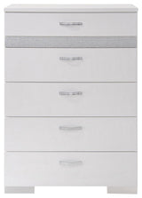 Wooden Chest With 5 Drawers,, White